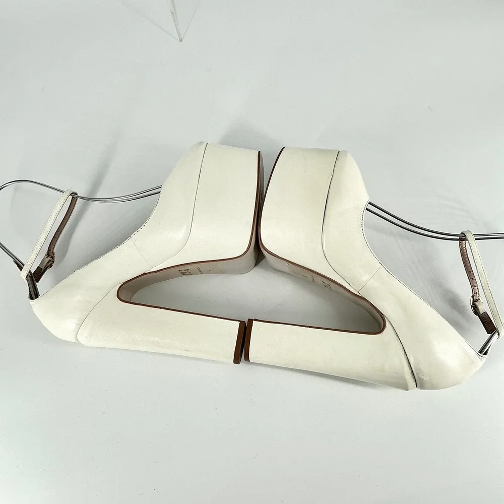 ZIGI Size 8 Off White Leather Chunky Platform Ankle Heels NEW Nikole $200 Brazil